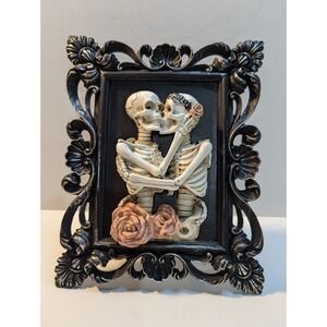 Halloween Gothic embracing skeleton couple tabletop framed decor